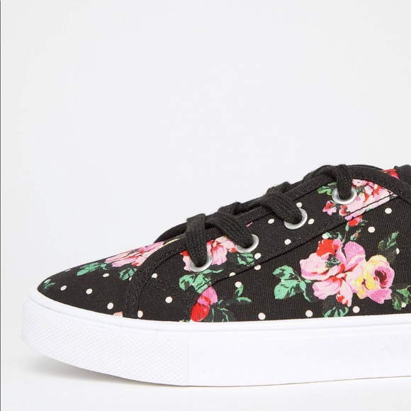 ASOS Black Floral Sneakers | size 11 - Picture 2 of 4